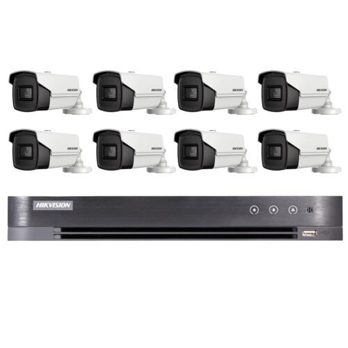 Sistem de supraveghere video Hikvision 8 camere 8MP 4 in 1 IR 80m