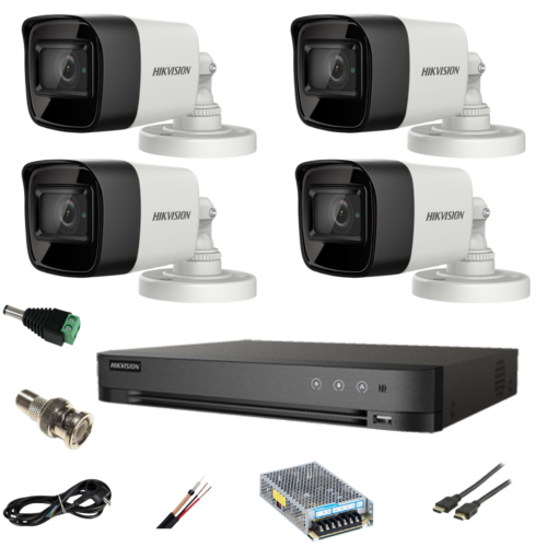 Sistem supraveghere video ultra profesional Hikvision 4 camere Ultra HD  8MP 4K