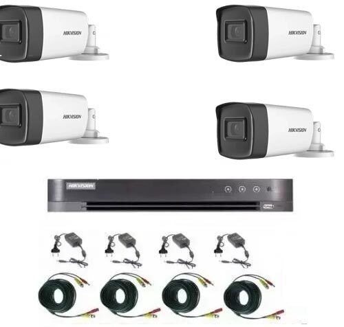 Sistem supraveghere video Hikvision 4 camere 2MP Turbo HD IR 80 M si IR 40 M  cu DVR Hikvision 4 canale