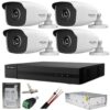 Kit supraveghere Hikvision seria HiWatch 4 camere 5MP IR 40M DVR 4 canale HDD 500GB accesorii incluse