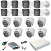 Sistem supraveghere mixt 16 camere Hikvision 2MP Dual Light DVR 4MP cu accesorii incluse