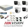Sistem supraveghere video Hikvision 4 camere 5MP 3 exterior Turbo HD IR 80M 1 interior IR 20m DVR 4 canale cu full accesorii