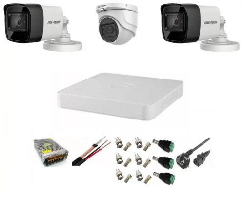 Sistem supraveghere video Hikvision 3 camere 5MP