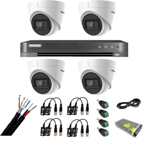 Sistem de supraveghere Hikvision 4 camere interior 4 in 1