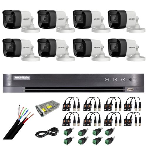 Sistem supraveghere exterior Hikvision 8 camere 8MP