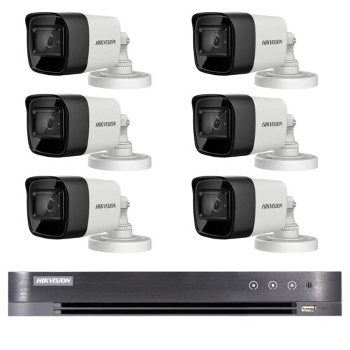 Sistem supraveghere exterior Hikvision 6 camere 4 in 1