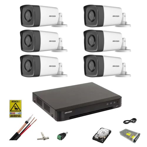 Sistem de supraveghere Hikvision 6 camere 5MP 2.8mm