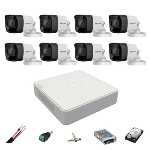 Sistem de supraveghere Hikvision 8 camere exterior 8MP