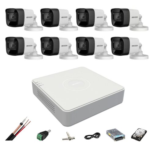 Sistem de supraveghere 8 camere Hikvision 4 in 1 8MP