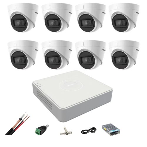 Sistem supraveghere video Hikvision 8 camere 4 in 1 8MP IR 60m