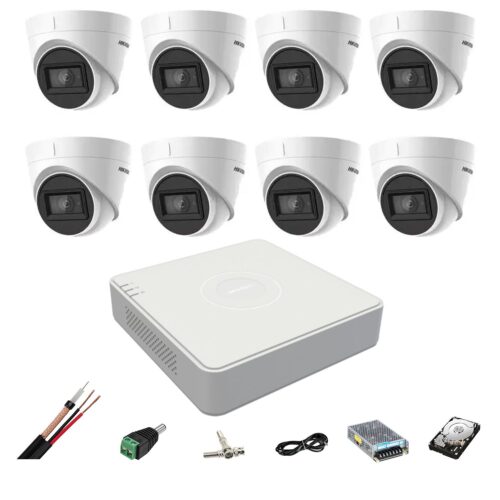 Sistem supraveghere video Hikvision 8 camere 4 in 1 8MP IR 60m