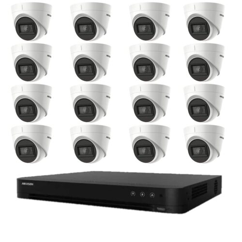 Sistem de supraveghere dome Hikvision 16 camere 8MP 2.8mm IR 60m