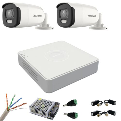 Kit de supraveghere Hikvision 2 camere 5MP ColorVu