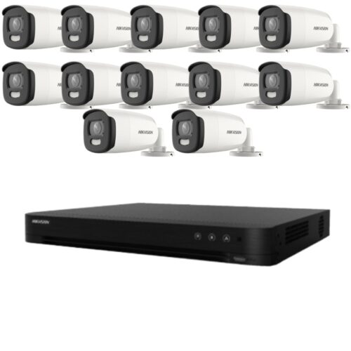 Kit de supraveghere Hikvision 12 camere 5MP ColorVu