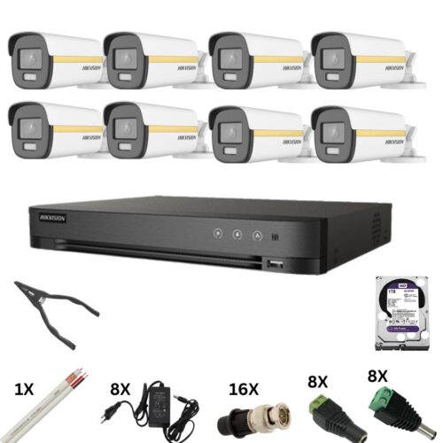 Kit de supraveghere Hikvision cu 8 camere Poc