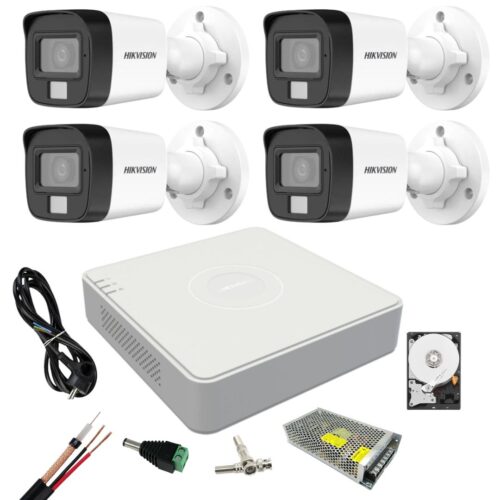 Kit supraveghere Hikvision 4 camere Dual Light