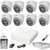 Sistem supraveghere 8 camere Hikvision 5MP Dual Light IR 20m WL 20m DVR 4MP cu accesorii incluse HDD 1TB