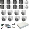 Sistem supraveghere mixt 16 camere Hikvision 5MP Dual Light DVR AcuSense 4MP cu accesorii incluse