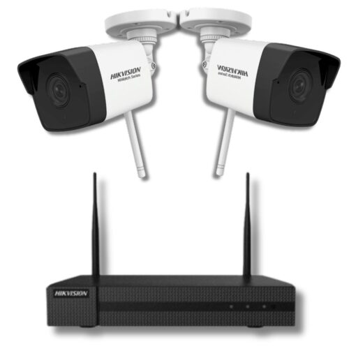 Kit supraveghere Hikvision seria HiWatch 2 camere IP Wi-Fi 2 Megapixeli