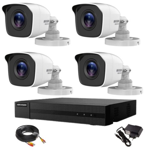 Kit supraveghere Hikvision Full HD 4 camere exterior seria Hiwatch