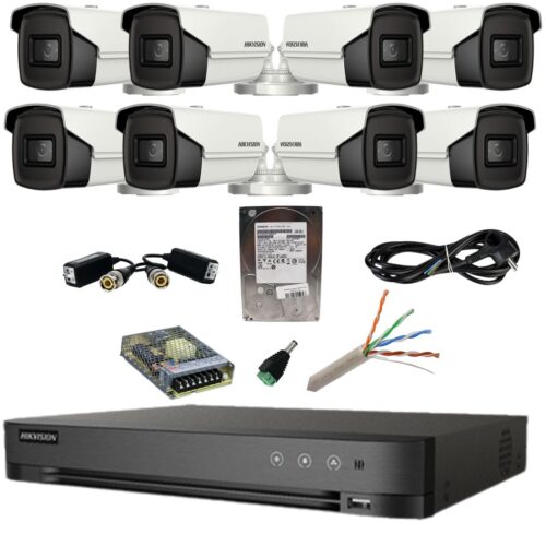 Kit supraveghere Hikvision 8 camere 4in1 8 Megapixeli IR 80m Lentilă 3.6mm DVR Acusense 8 MP Hard Disk 1 TB