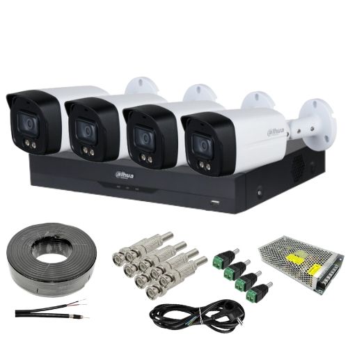 Kit supraveghere Dahua 4 camere 5MP Smart Dual Light