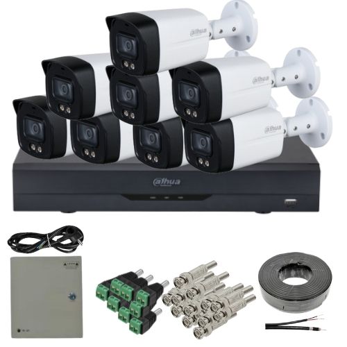 Kit supraveghere analog Dahua 8 camere 5MP lentila 3.6mm IR/lumina alba 40m microfon