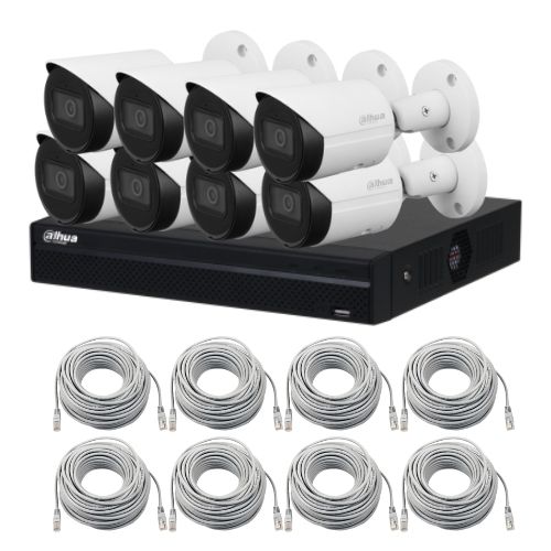 Kit supraveghere IP Dahua 8 Camere IP 4MP IR 30m Lentila 2.8mm PoE