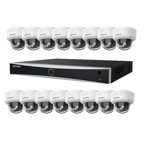 Kit supraveghere profesional IP Hikvision 16 camere 4K IR 30m lumina alba 30m lentila 2.8mm microfon