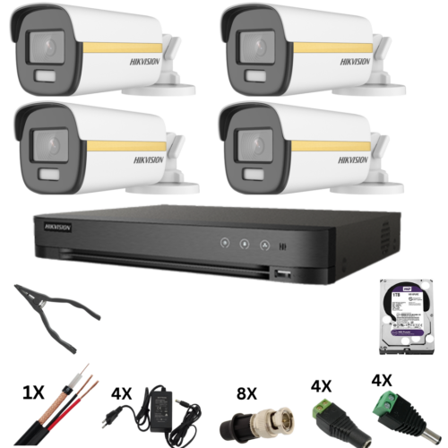 Sistem de supraveghere Hikvision 4k cu 4 camere Poc