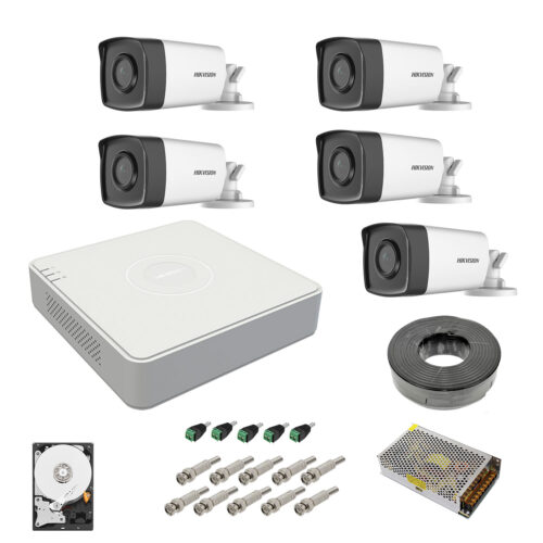 Sistem supraveghere complet 5 camere Hikvision Turbo Hd