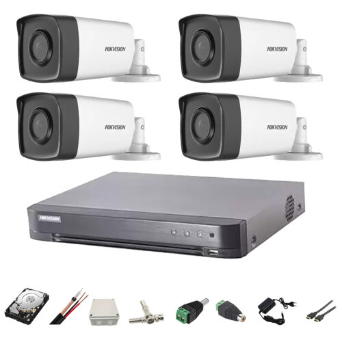 Kit complet 4 camere supraveghere full hd 80m IR Hikvision