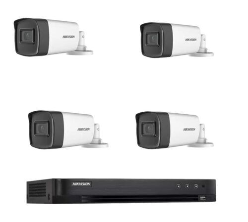 Kit supraveghere 4 camere exterior FULL HD Hikvision 40m infrarosu si DVR 4 canale Hikvision