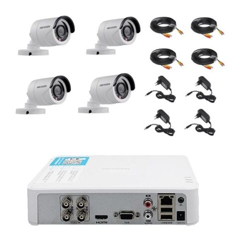 Kit supraveghere video 4 camere Hikvision exterior 20m IR