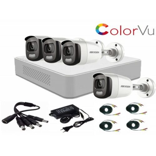 Sistem supraveghere video Hikvision 4  camere 2MP ColorVU FullTime FULL HD