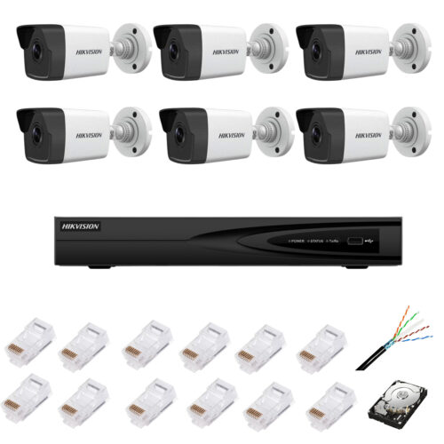 Sistem de supraveghere complet cu 6 camere IP