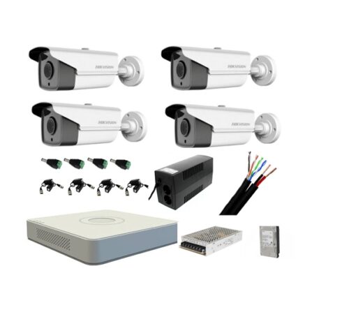 70974 kit complet 4 camere supraveghere exterior hikvision full hd 40 m ir cu backup si hard 1tb 0