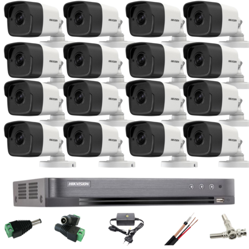 Sistem supraveghere profesional Hikvision 16 camere 5MP Turbo HD IR 20m