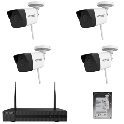 Kit de supraveghere 4 camere Hikvision HiWatch wireless 2MP