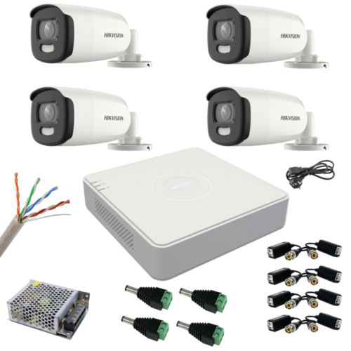 Sistem supraveghere Hikvision 4 camere 5MP ColorVu