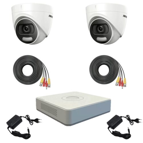 Sistem supraveghere profesional  Hikvision Color Vu 2 camere 5MP IR20m