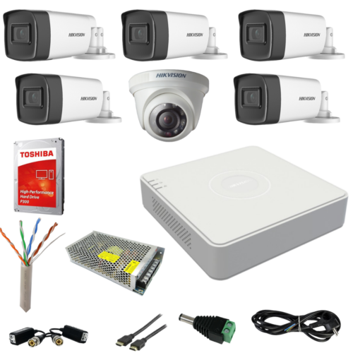 Sistem supraveghere Hikvision 6 camere Turbo HD 2MP