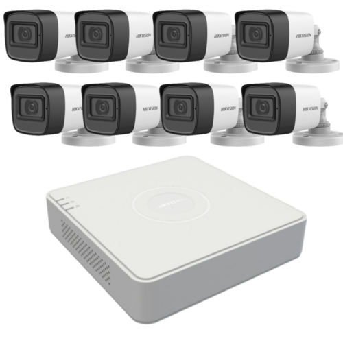 Kit de supraveghere cu 8 camere Hikvision de 2 Megapixeli