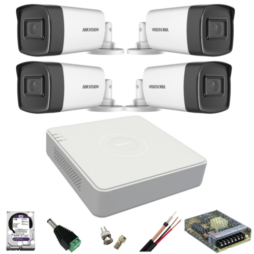 Kit de supraveghere Hikvision cu 4 camere de 2 Megapixeli