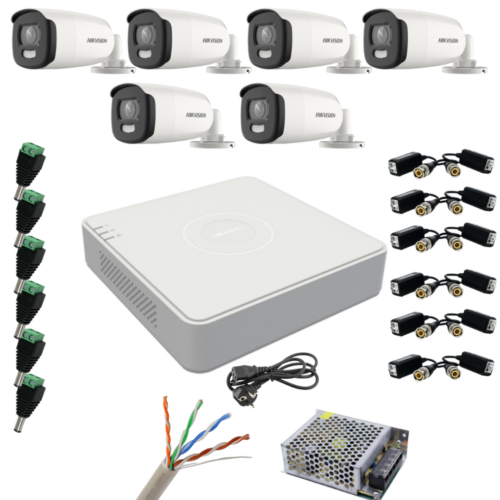 Sistem supraveghere Hikvision 6 camere 5MP ColorVu