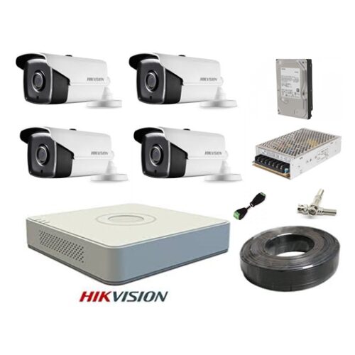 Kit sistem profesional 4 camere supraveghere FULL HD 40 m IR HIKVISION complet