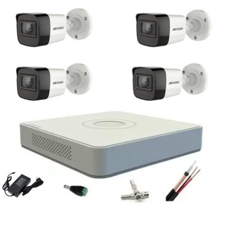 Sistem supraveghere profesional Hikvision 4 camere 5MP Turbo HD IR 20m DVR 4 canale 8 MP